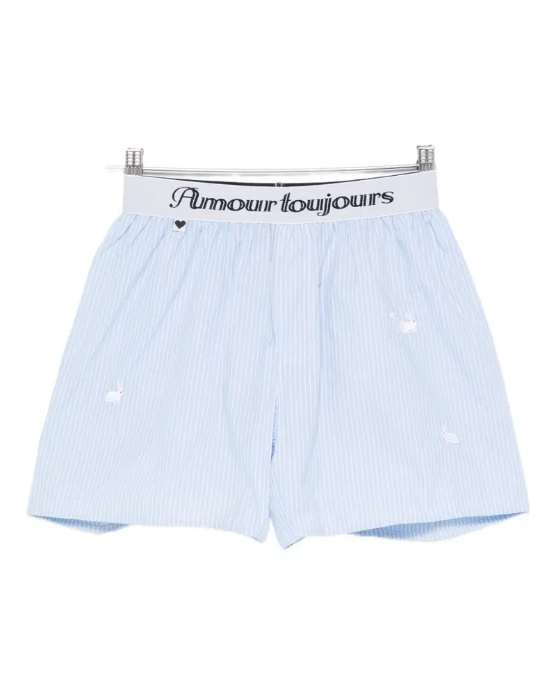 Carne Bollente Follow the Rabbit stripe-pattern embroidered boxers - Blau Blau