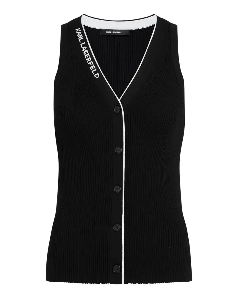 Karl Lagerfeld Ärmelloser Cardigan mit Logo - Schwarz Schwarz