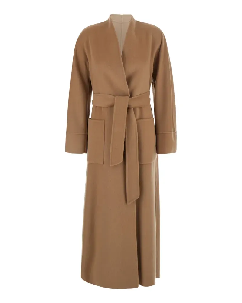 Max Mara Mstnodo belted patch-pocket coat - Braun Braun
