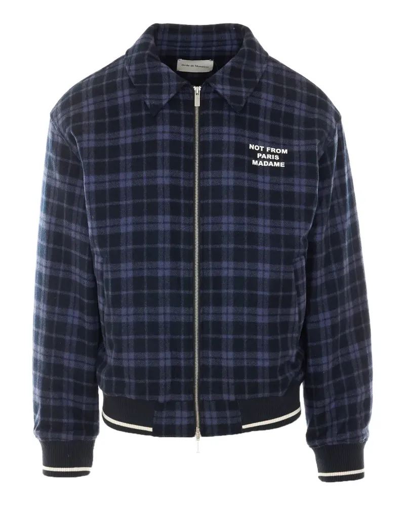 Drôle de Monsieur check-pattern slogan jacket - Blau Blau