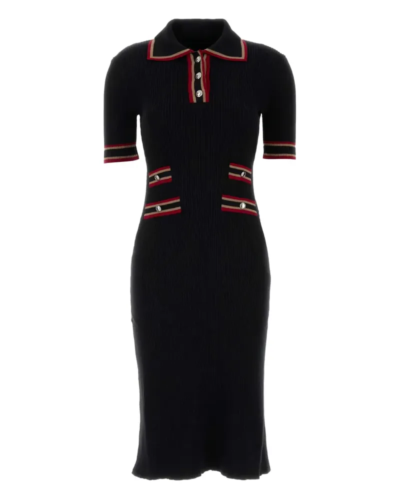 Alessandra Rich ribbed-knit polo-neck midi dress - Schwarz Schwarz