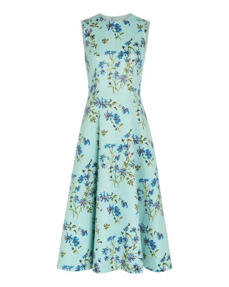 EMILIA WICKSTEAD Mara magnolia-print sleeveless midi dress - Blau Blau