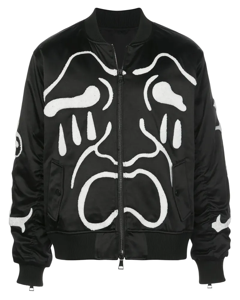 Haculla Bestickte 'Scream' Bomberjacke - Schwarz Schwarz