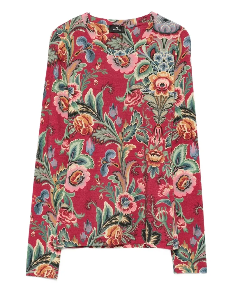 Etro Langarmshirt mit Blumen-Print - Rot Rot