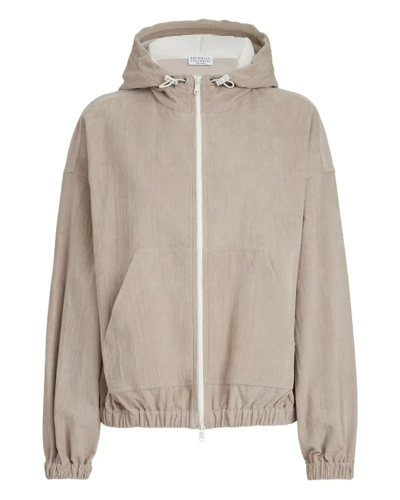 Brunello Cucinelli corduroy hoodie - Nude Nude