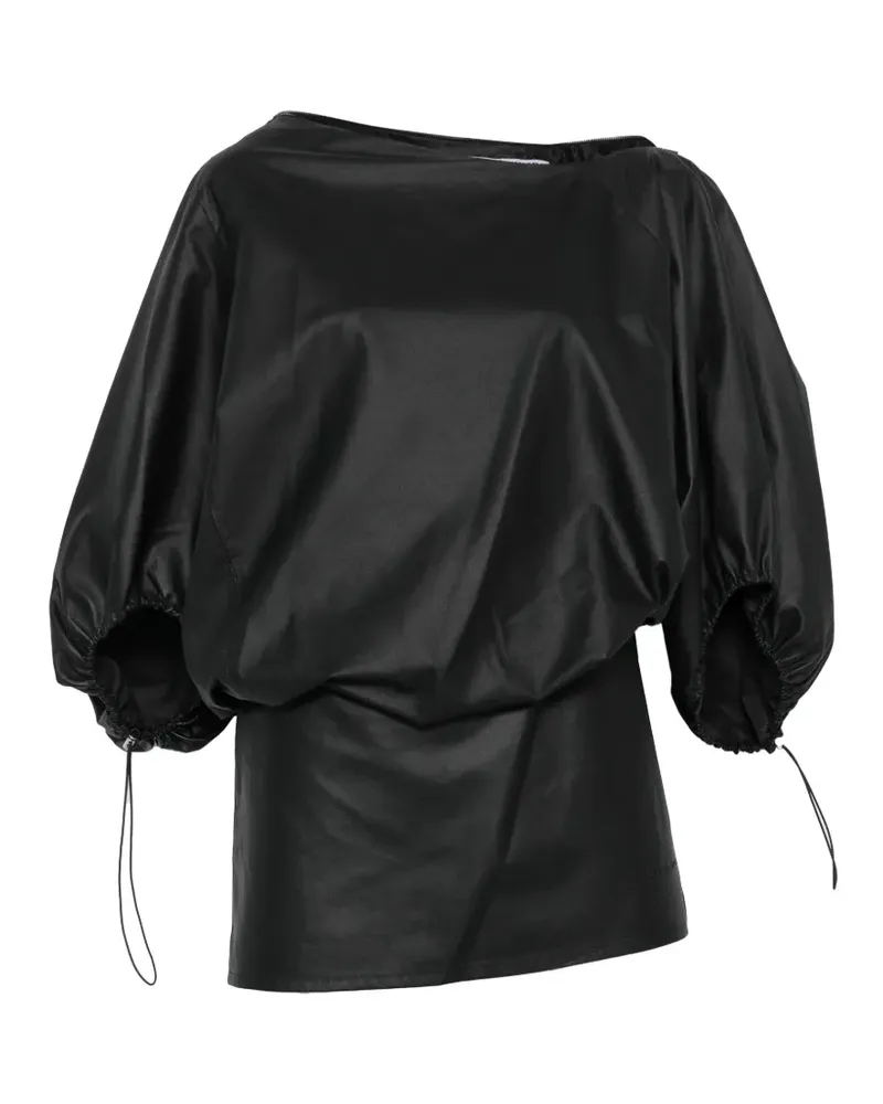 Alexander Wang zip-neckline balloon-sleeve mini dress - Schwarz Schwarz