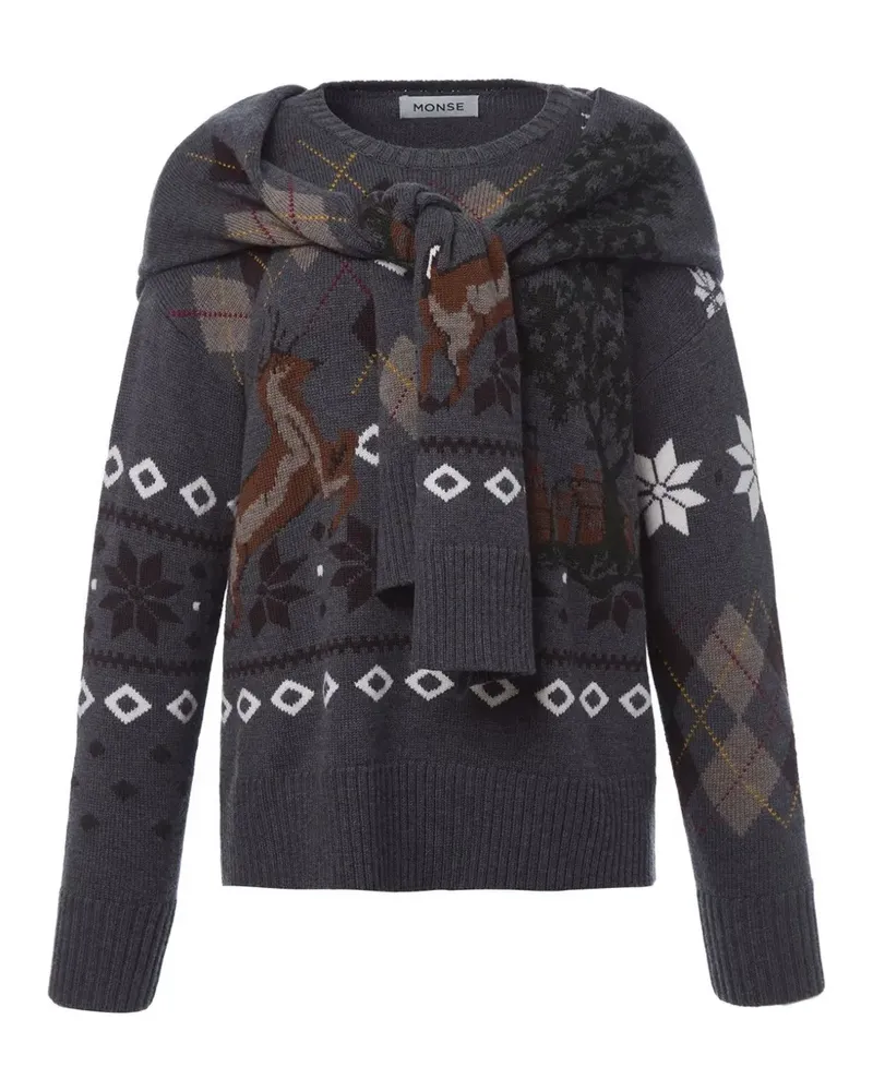 Monse Pullover mit Fair-Isle-Intarsie - Grau Grau