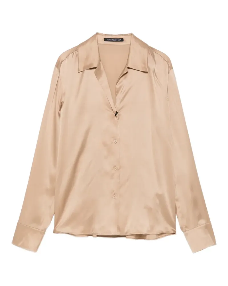 Luisa Cerano satin-finish button-down shirt - Nude Nude