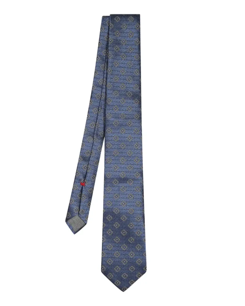 Brunello Cucinelli Seidenkrawatte mit Mikro-Muster - Blau Blau