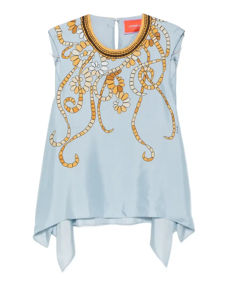 La DoubleJ Top mit grafischem Print - Blau Blau