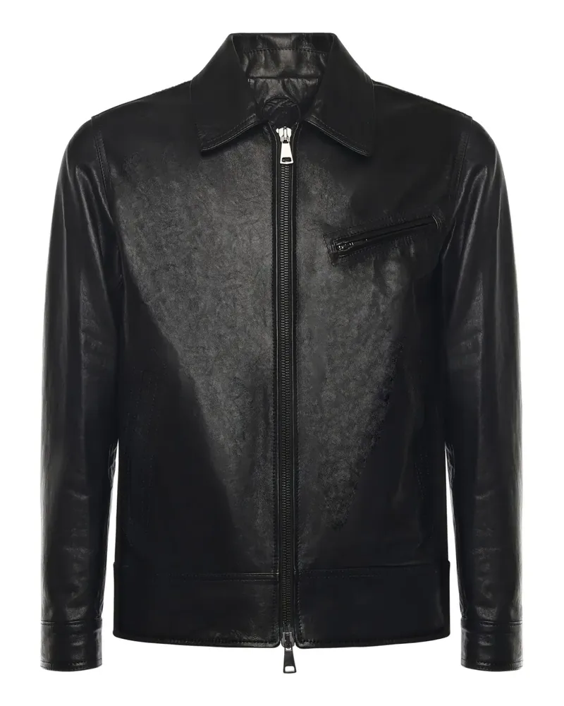 Giuliano Galiano Chicago zip-up leather jacket - Schwarz Schwarz