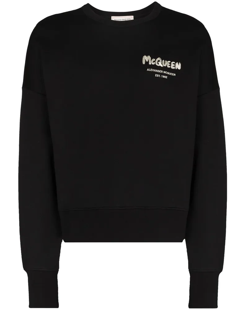 Alexander McQueen Sweatshirt mit Graffiti-Print - Schwarz Schwarz
