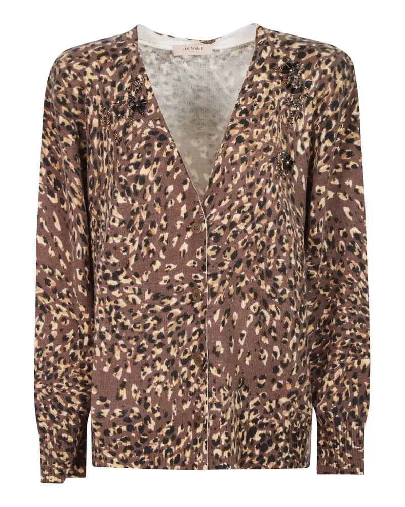 Twin-Set Cardigan mit Leopardenmuster - Braun Braun