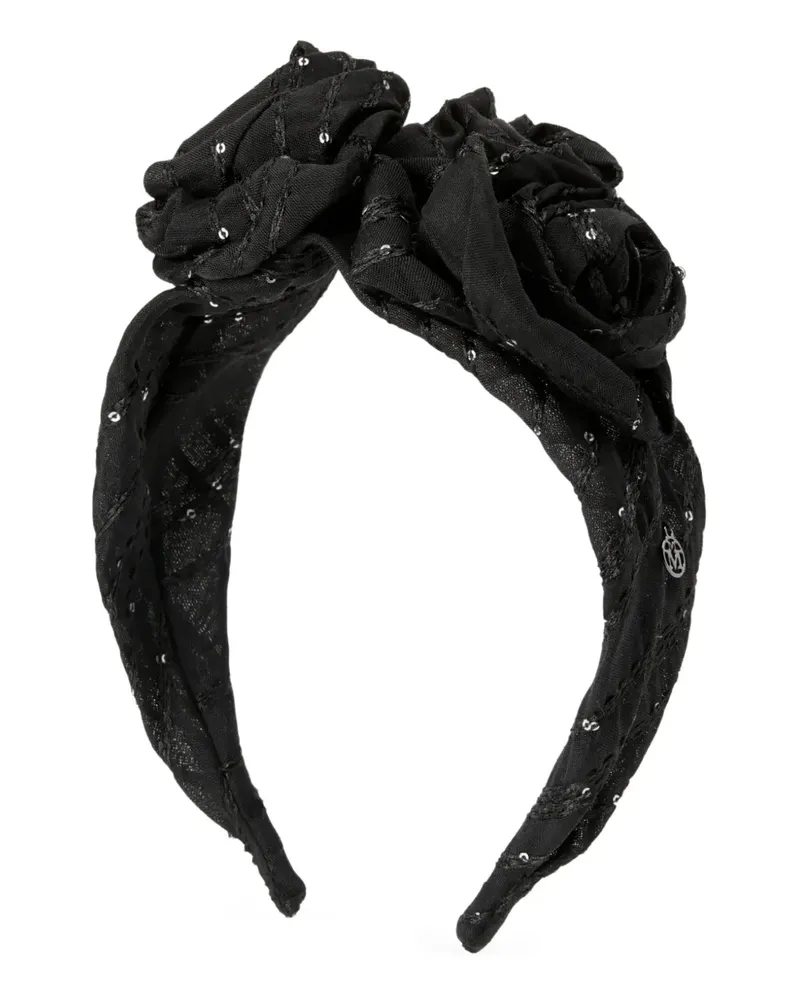 Maison Michel Haarreif mit Blumenapplikation - Schwarz Schwarz