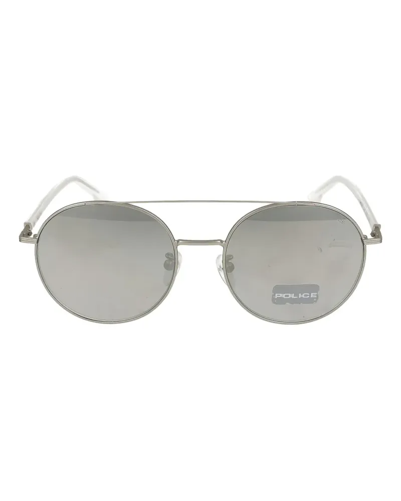 Police double-bridge round-frame sunglasses - Silber Silber