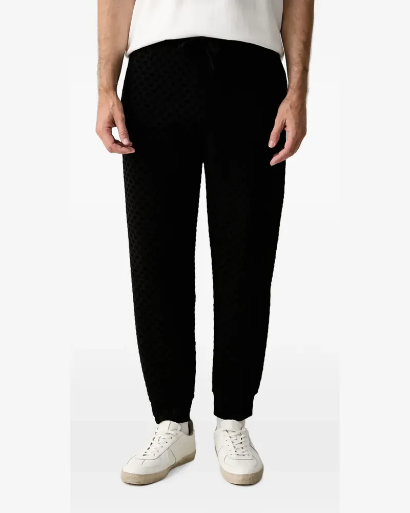 Armani Exchange monogram-pattern drawstring track pants - Schwarz Schwarz