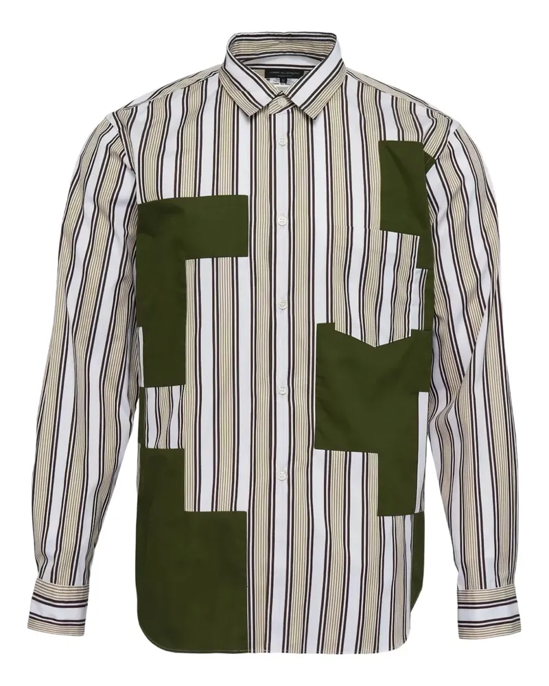 Comme des Garçons Gestreiftes Hemd im Patchwork-Look - Weiß Weiß