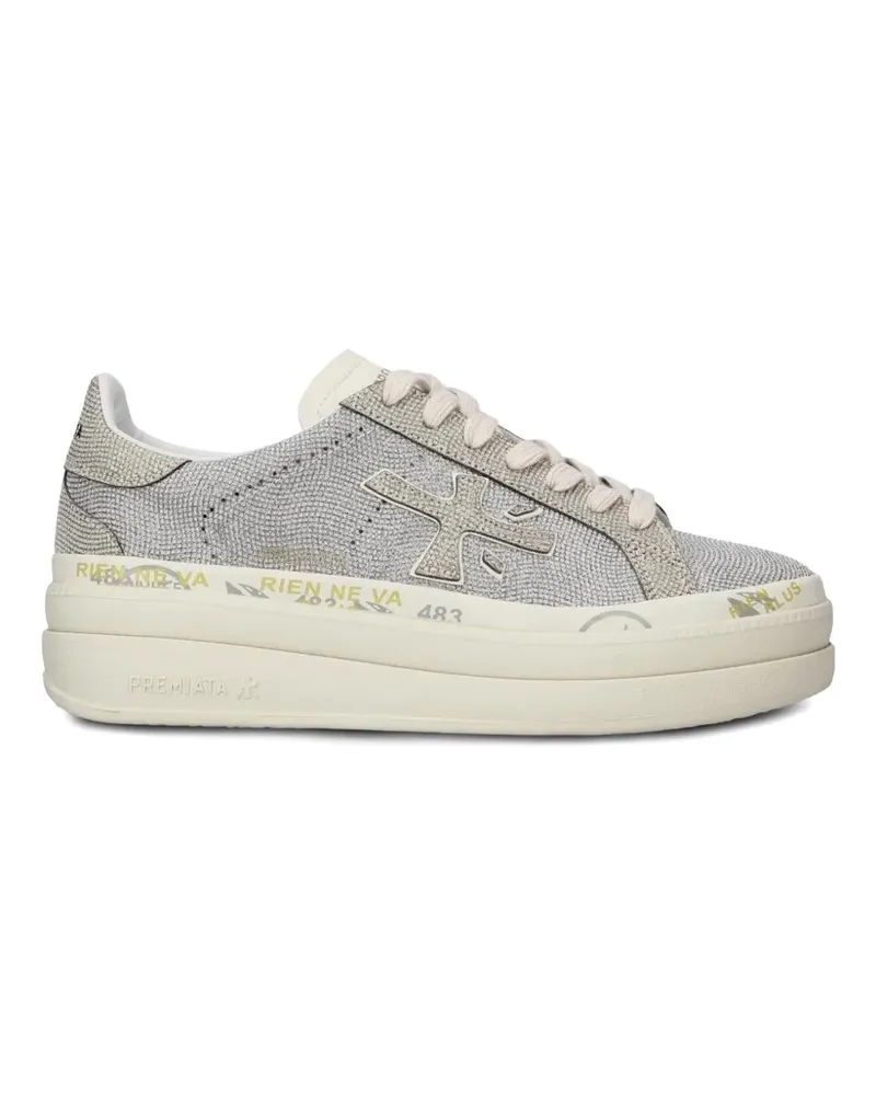 Premiata Plateau-Sneakers mit Kristallen - Silber Silber
