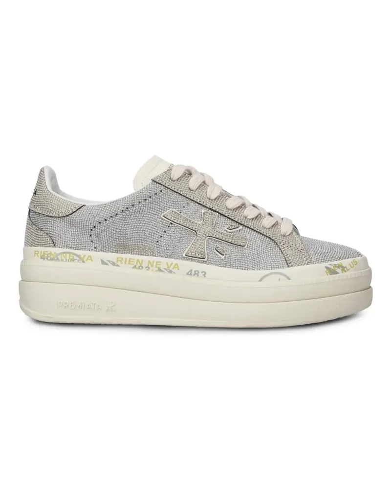 Premiata crystal-embellished platform sneakers - Silber Silber