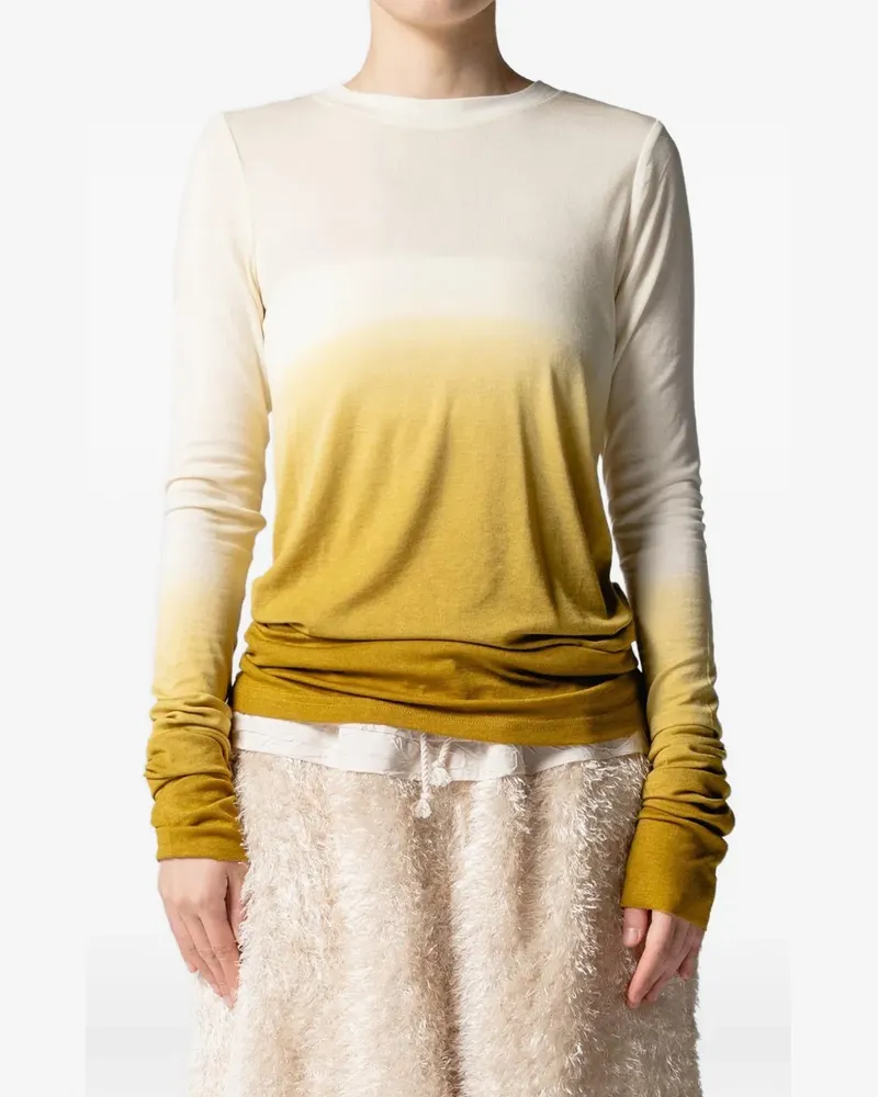 Muller of Yoshiokubo Gradation ombre-effect long-sleeve T-shirt - Weiß Weiß
