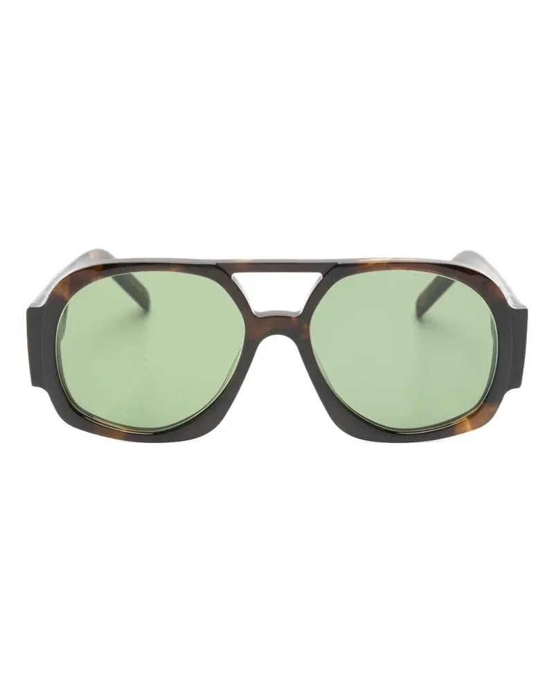 Lesca Sonnenbrille mit Oversized-Gestell - Braun Braun