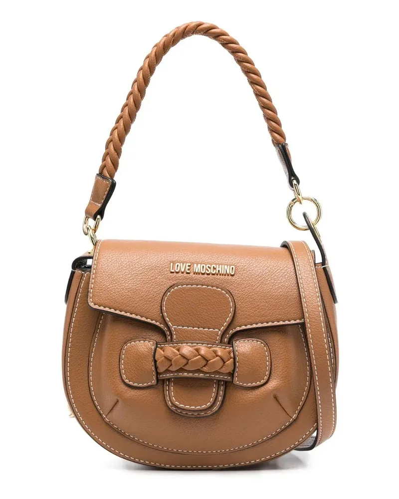 Moschino Schultertasche mit Logo-Applikation - Braun Braun