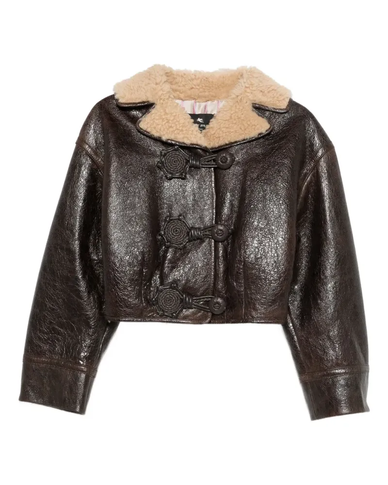 Etro Lederjacke mit Shearling-Kragen - Braun Braun