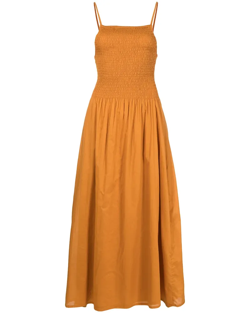 Faithfull The Brand Gesmoktes Nolie Midikleid - Orange Orange