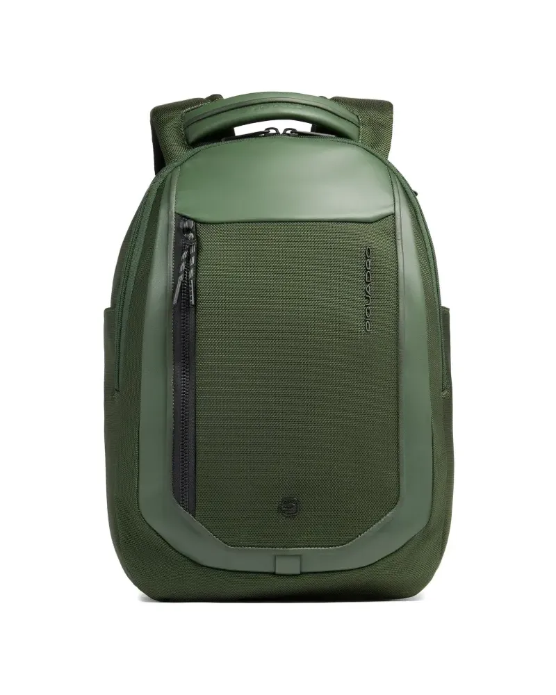 Piquadro Laptop-Rucksack mit Ledereinsatz - Grün Grün