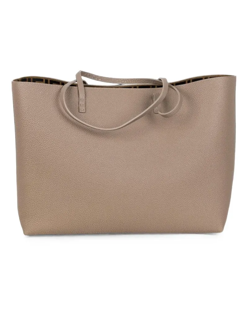 Fendi mediumk Roll grained leather tote bag - Nude Nude