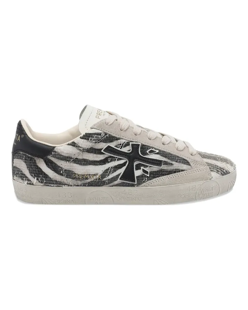 Premiata Stevend zebra-print sneakers - Nude Nude
