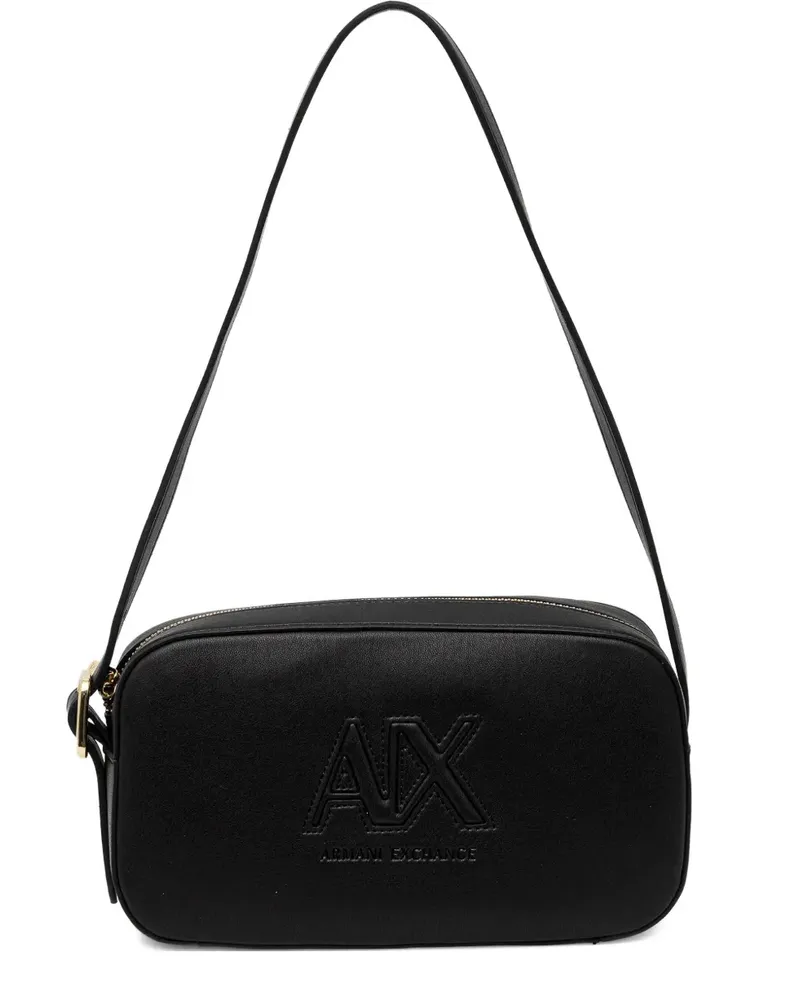 Armani Exchange embossed-logo shoulder bag - Schwarz Schwarz