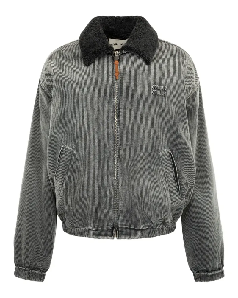 Miu Miu Cordjacke mit Shearling-Kragen - Grau Grau