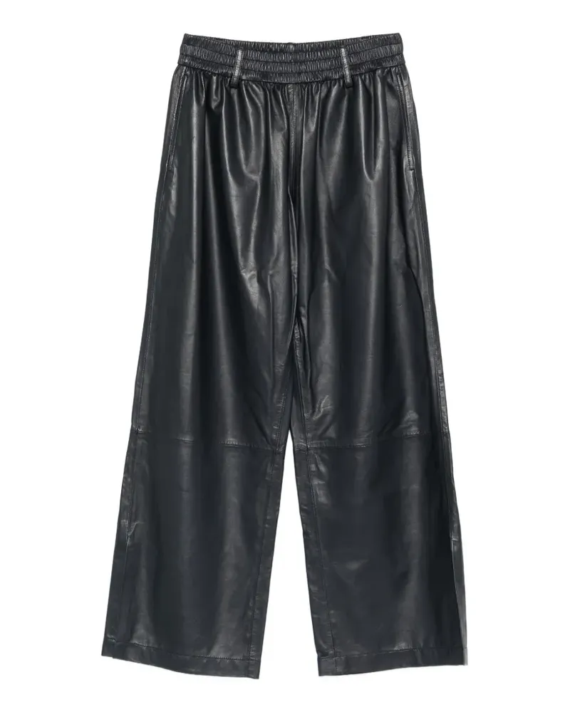 UTZON Lederhose mit Stretchbund - Schwarz Schwarz