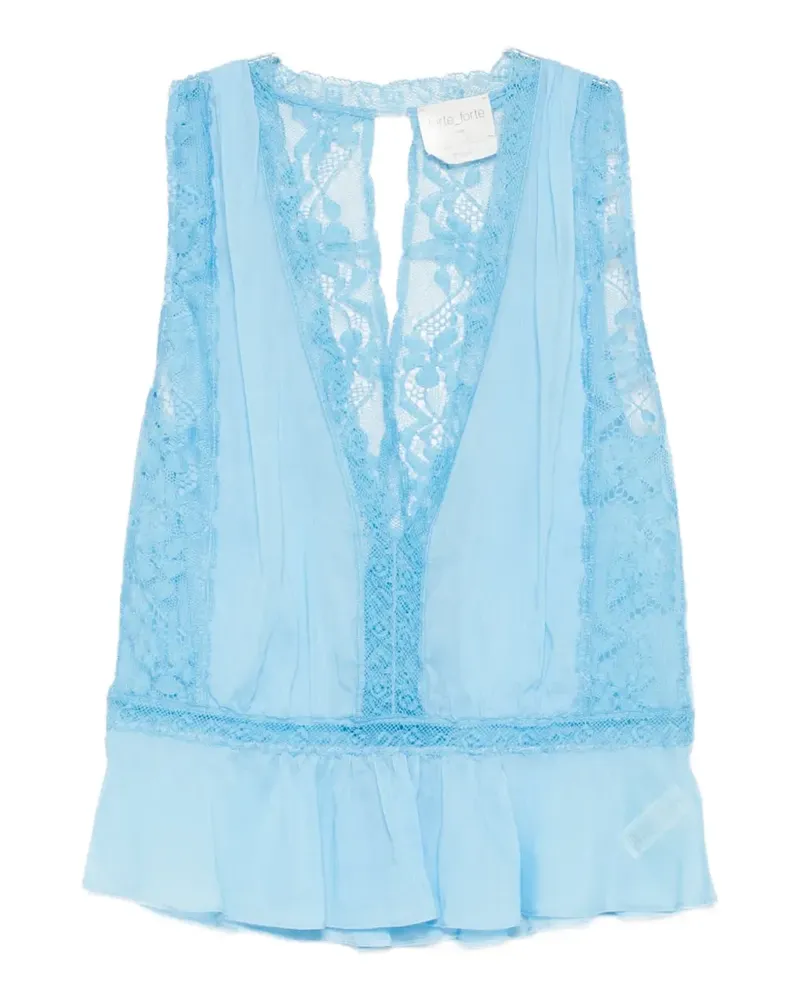 forte_forte lace-panel top - Blau Blau