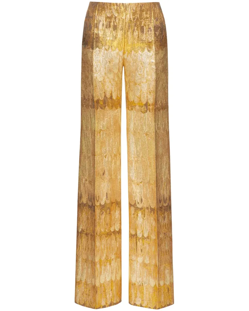 Valentino Garavani Wide-Leg-Hose in Metallic-Optik - Gold Gold