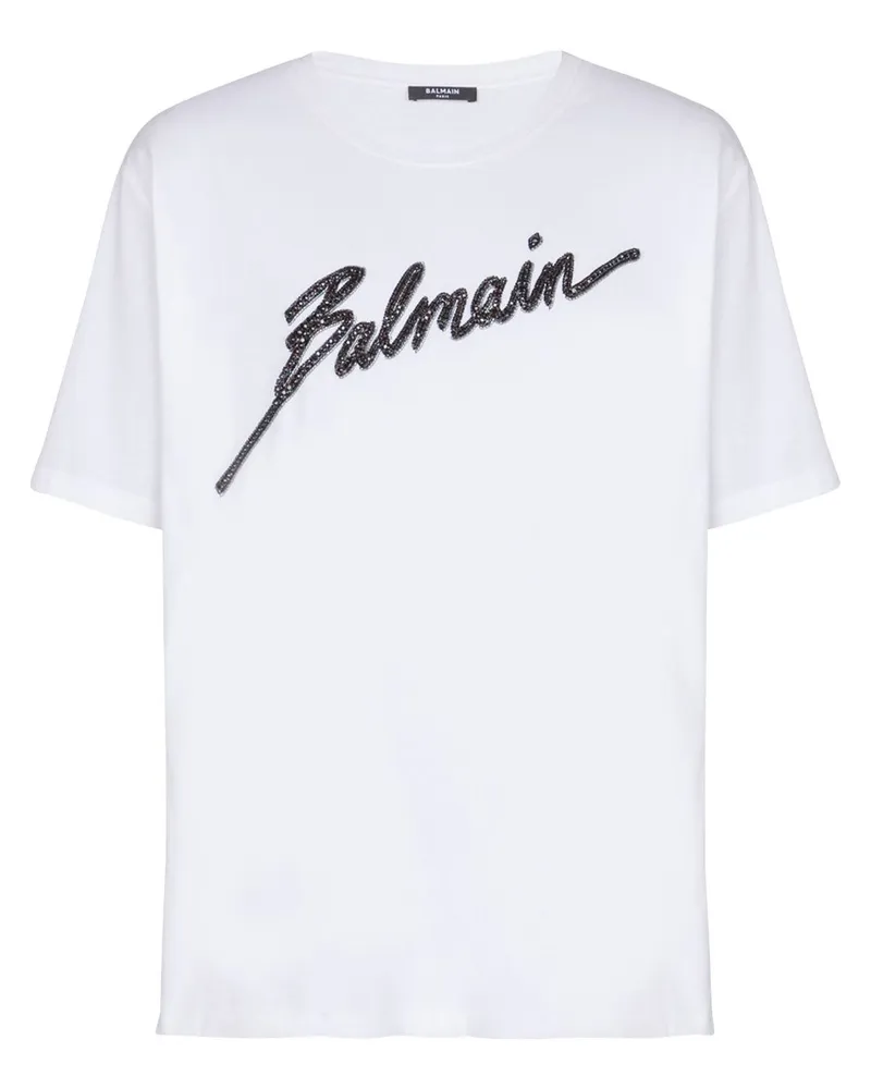 Balmain T-Shirt mit Logo-Stickerei - Weiß Weiß