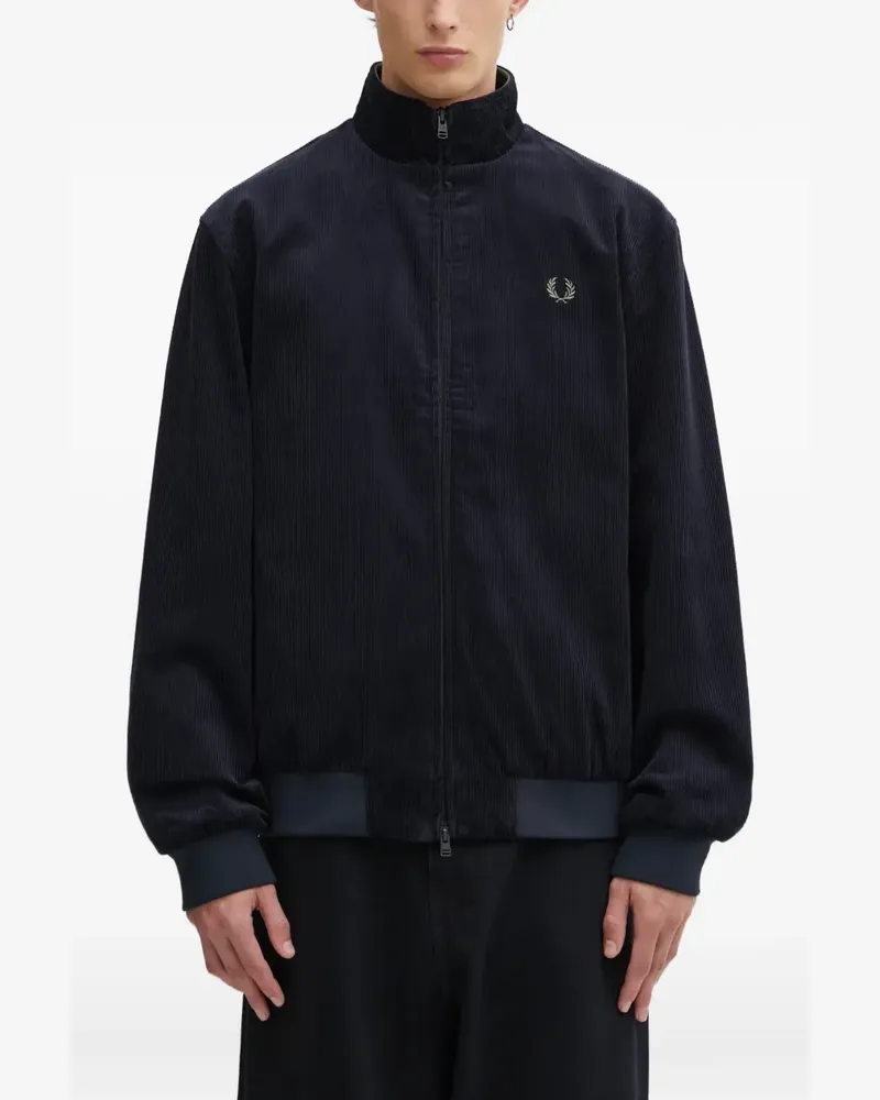 Fred Perry logo-embroidered corduroy jacket - Blau Blau