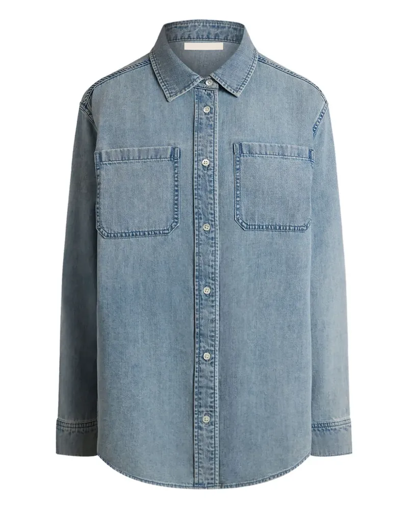 12 STOREEZ Jeanshemd mit Tasche - Blau Blau