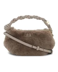 Ganni Kleine Bou Handtasche aus Faux Fur Nude