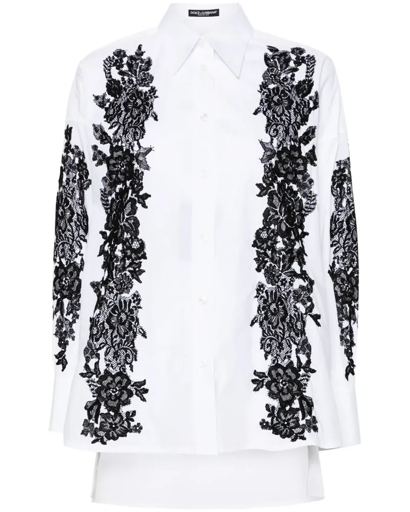 Dolce & Gabbana Hemd mit Spitzeneinsätzen - Weiß Weiß