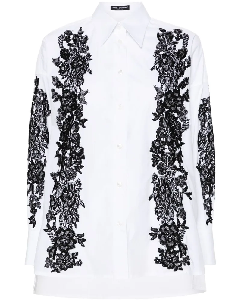 Dolce & Gabbana Hemd mit Spitzeneinsätzen - Weiß Weiß