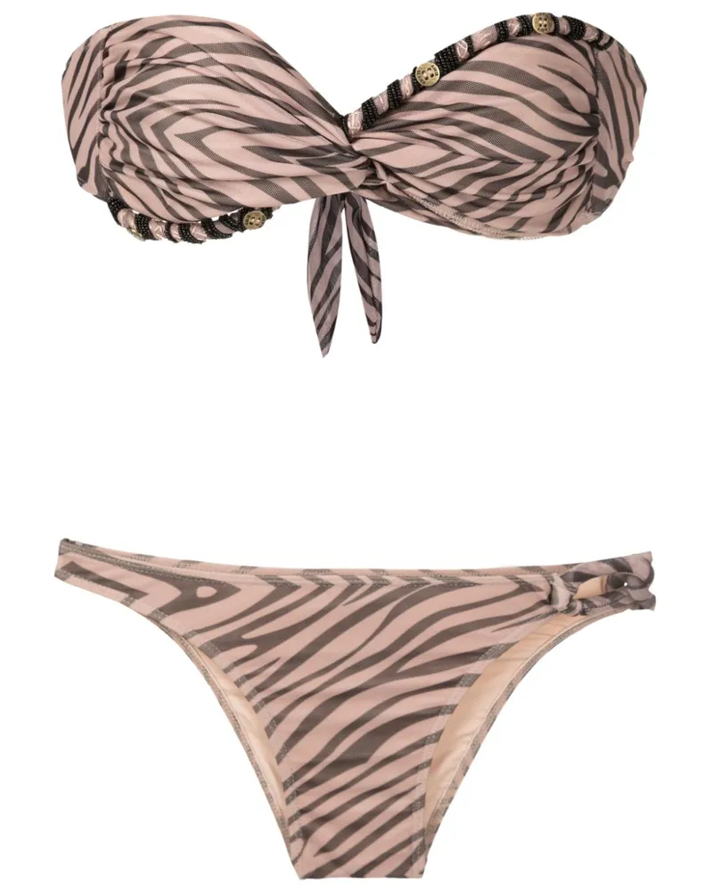 Amir Slama Bikini mit Zebramuster - Braun Braun