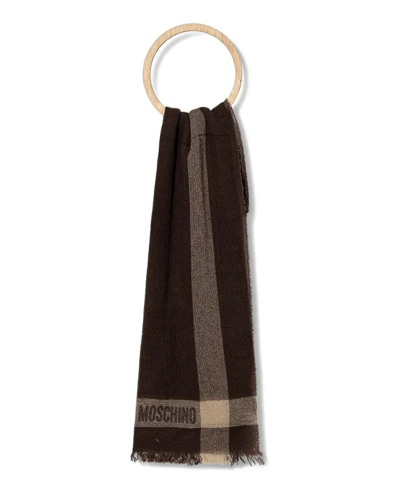 Moschino stripe fringed scarf - Braun Braun