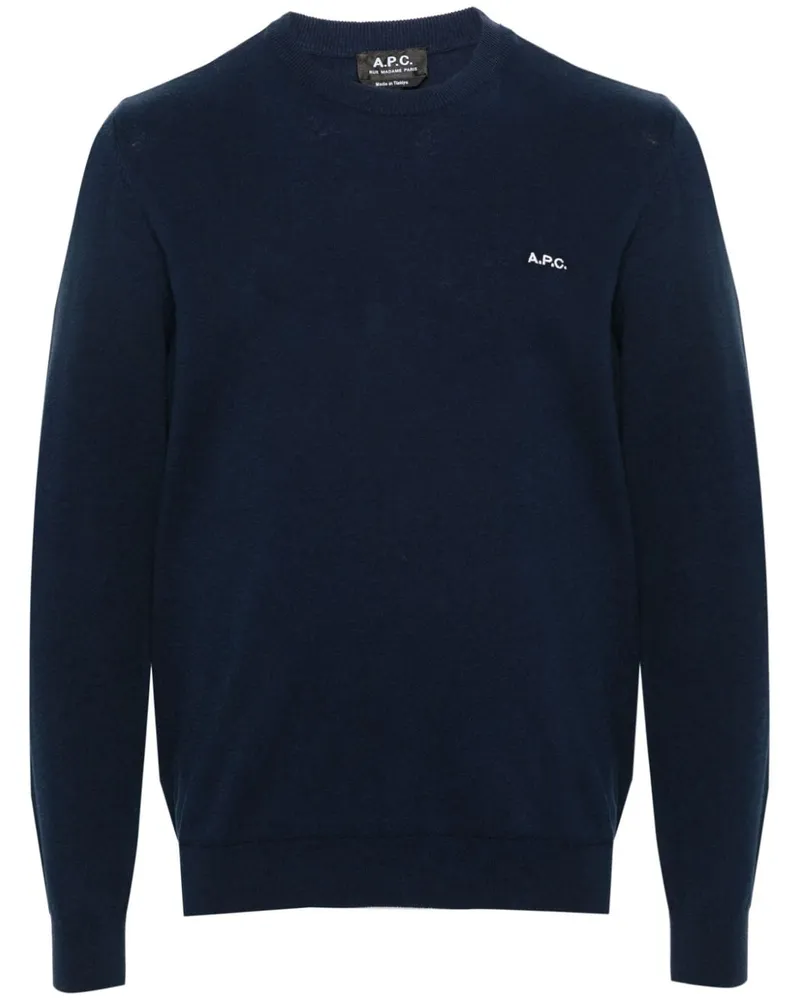 A.P.C. Pullover mit Logo-Stickerei - Blau Blau
