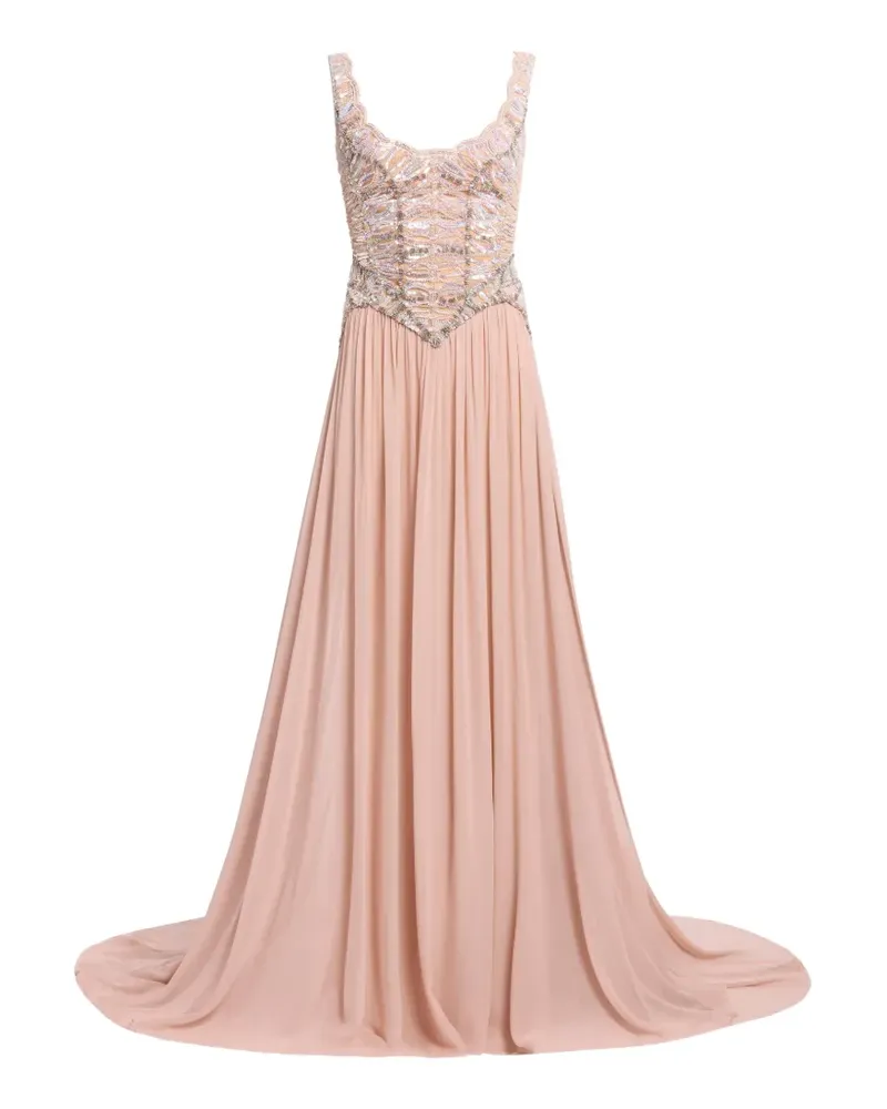 Elie Saab Besticktes Maxikleid mit Corsage - Nude Nude