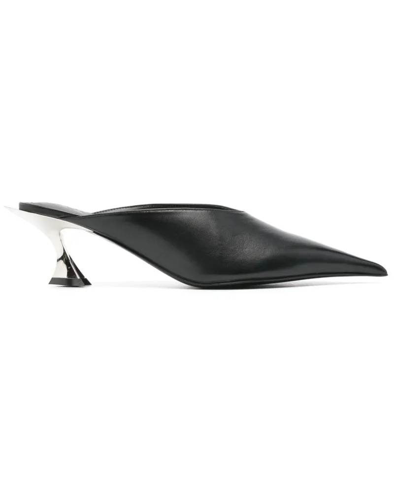 Thierry Mugler Mules aus Leder 55mm - Schwarz Schwarz