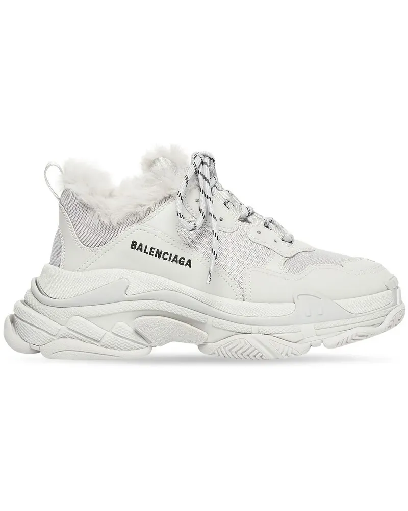 Balenciaga Triple S Sneakers mit Faux Fur - Grau Grau