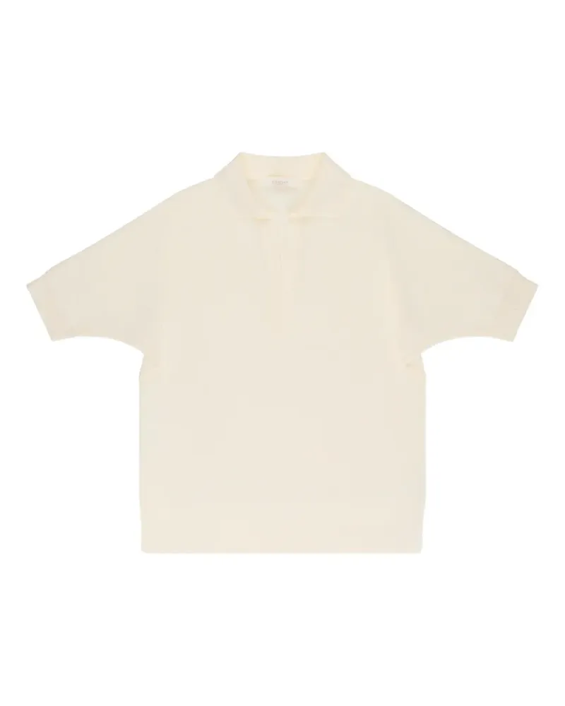 Slowear V-neck crêpe polo top - Nude Nude