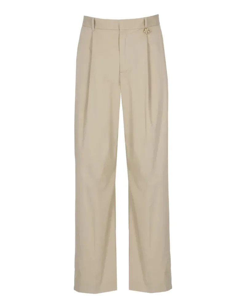 Casablanca Paris pleated logo-plaque wide-leg trousers - Nude Nude